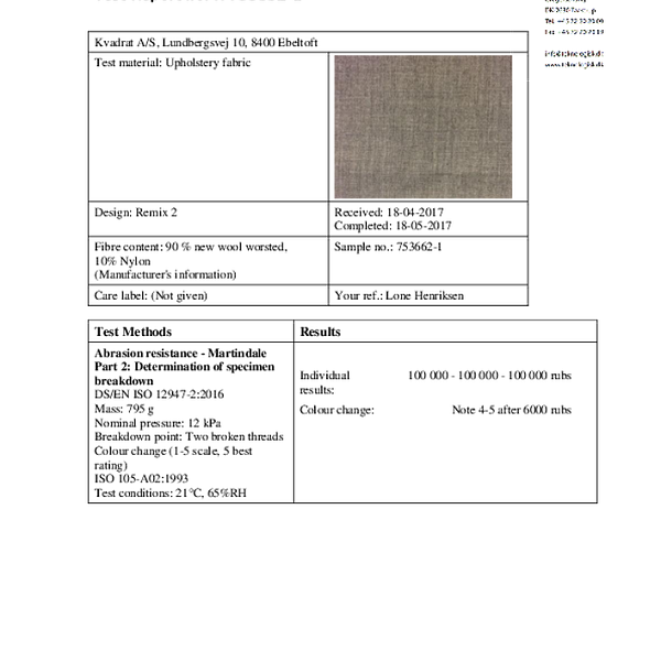 remix - abrasion BS EN ISO 12947